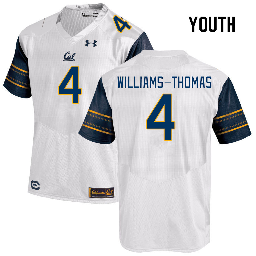 Youth #4 Justin Williams-Thomas California Golden Bears College Football Jerseys Stitched Sale-White - Click Image to Close